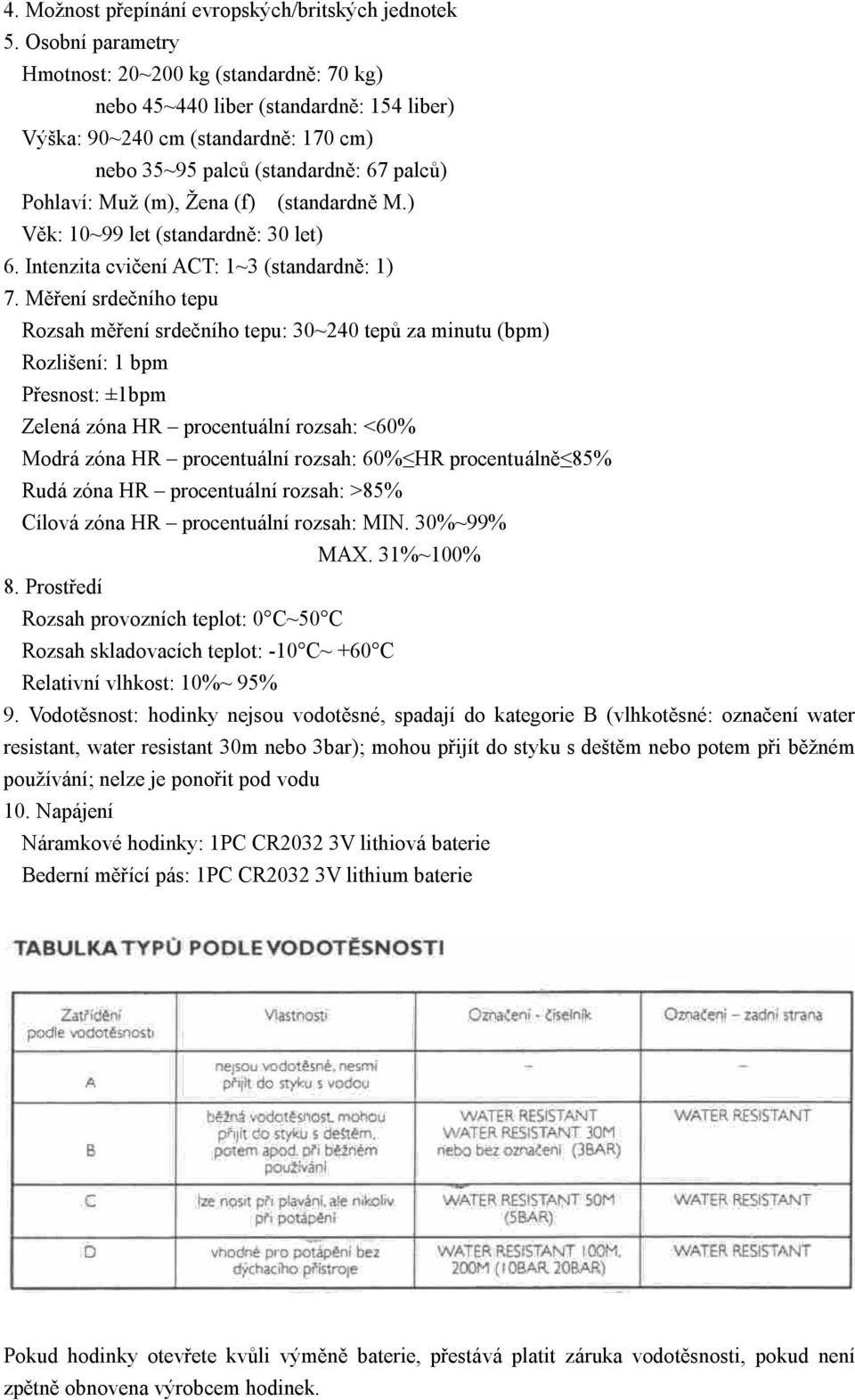 (f) (standardně M.) Věk: 10~99 let (standardně: 30 let) 6. Intenzita cvičení ACT: 1~3 (standardně: 1) 7.