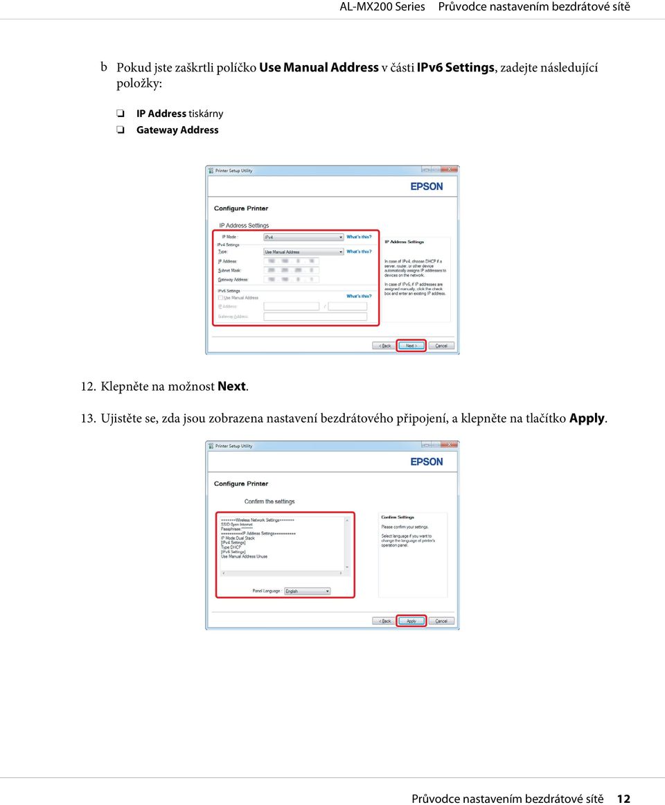 Address 12. Klepněte na možnost Next. 13.