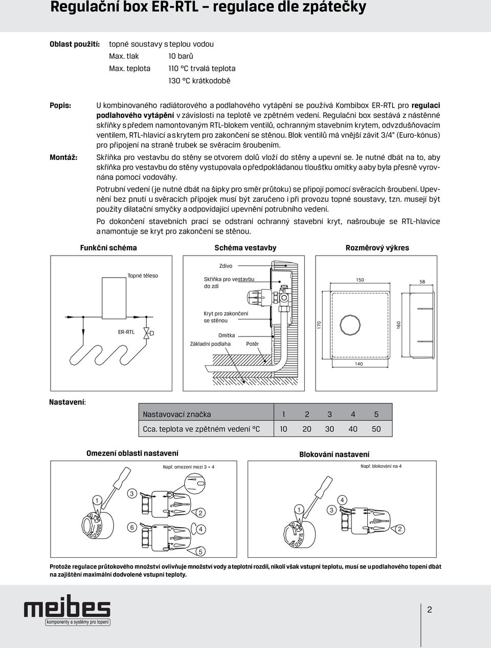 zpětném vedení. Regulační box sestává z nástěnné skříňky s předem namontovaným RTL-blokem ventilů, ochranným stavebním krytem, odvzdušňovacím ventilem, RTL-hlavicí a s krytem pro zakončení se stěnou.