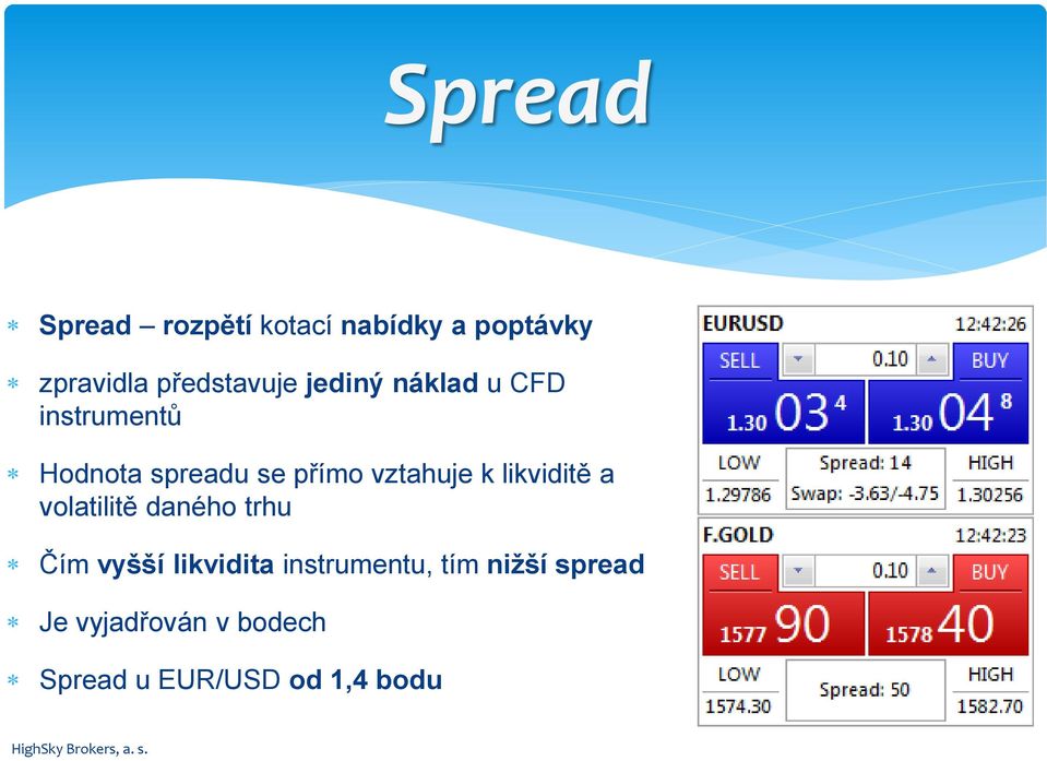 vztahuje k likviditě a volatilitě daného trhu Čím vyšší likvidita