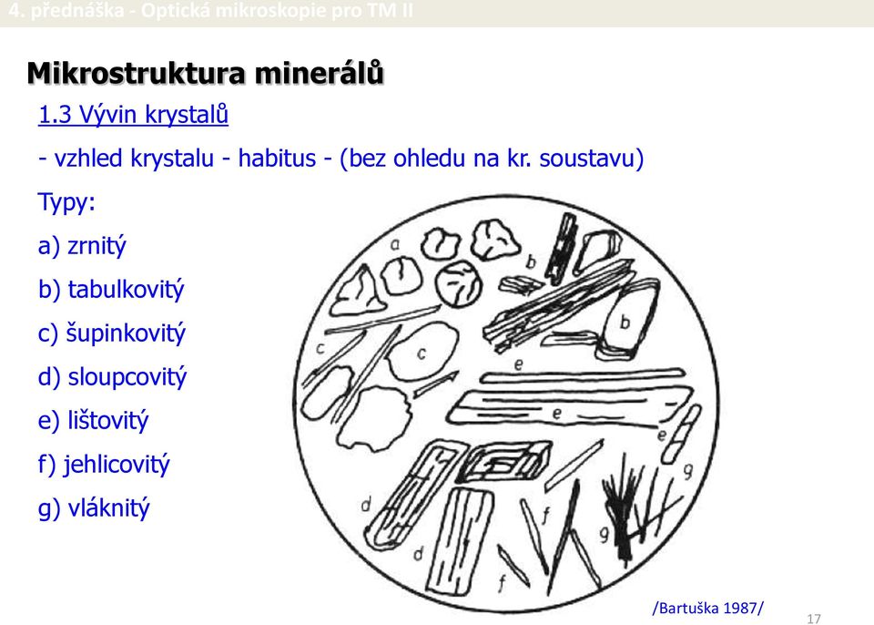 soustavu) Typy: a) zrnitý b) tabulkovitý c)