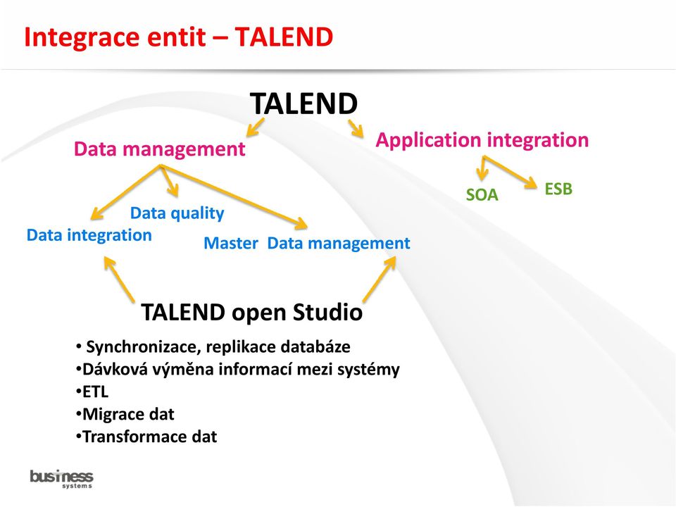 SOA ESB TALEND open Studio Synchronizace, replikace databáze