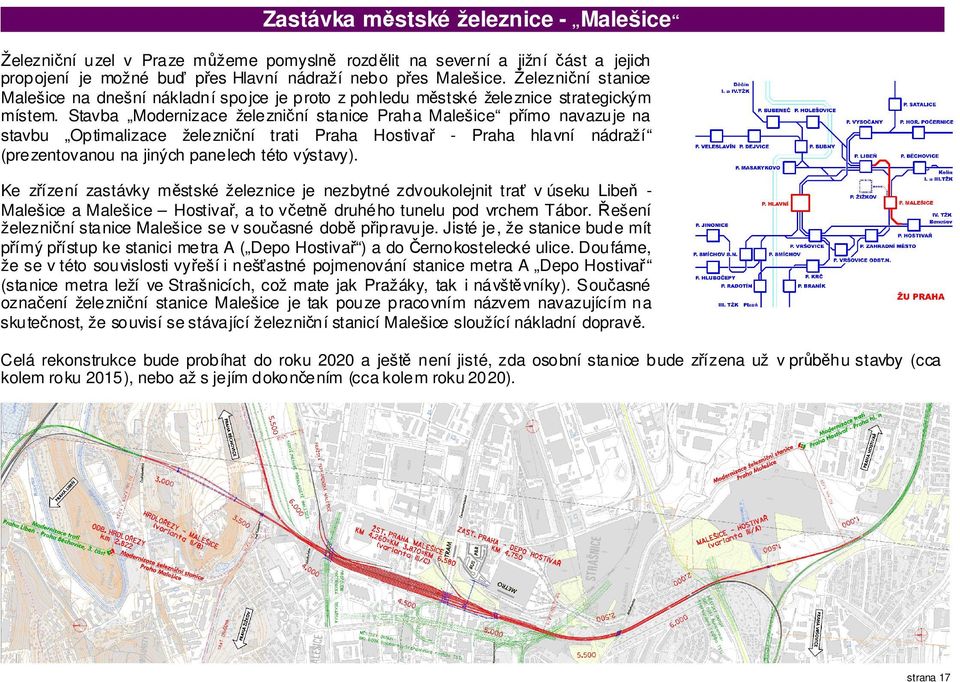Stavba Modernizace železniční stanice Praha Malešice přímo navazuje na stavbu Optimalizace železniční trati Praha Hostivař - Praha hlavní nádraží (prezentovanou na jiných panelech této výstavy).