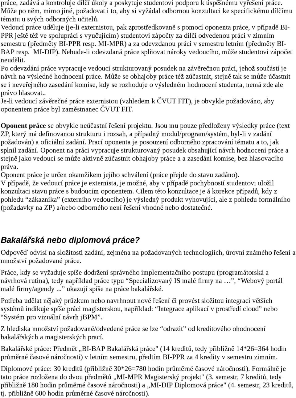 Manuál externího zadavatele/vedoucího/oponenta závěrečné práce na ČVUT FIT  - PDF Stažení zdarma
