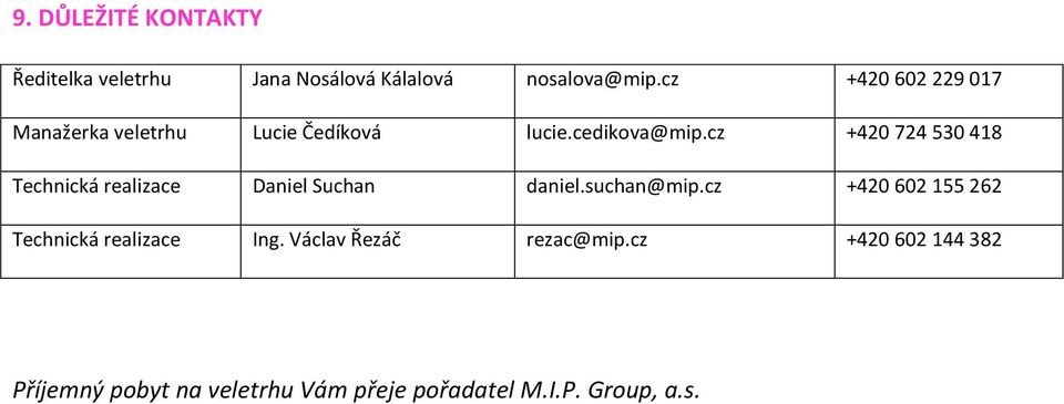 cz +420 724 530 418 Technická realizace Daniel Suchan daniel.suchan@mip.