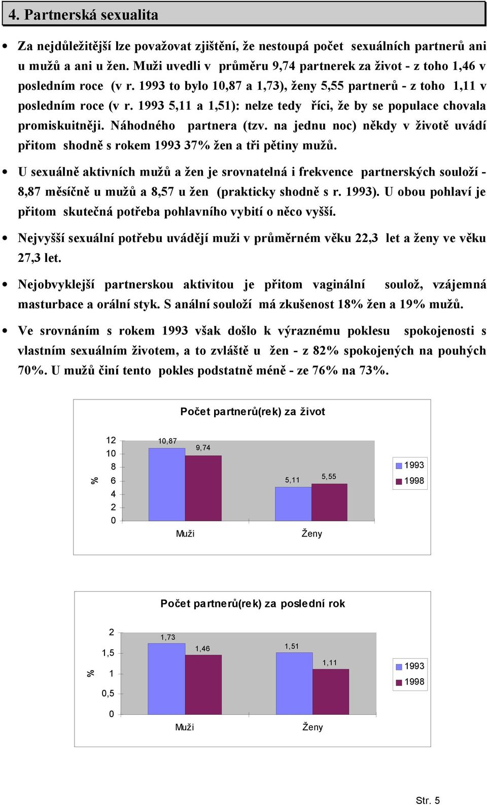 , a,): nelze tedy říci, že by se populace chovala promiskuitněji. Náhodného partnera (tzv. na jednu noc) někdy v životě uvádí přitom shodně s rokem 37 žen a tři pětiny mužů.