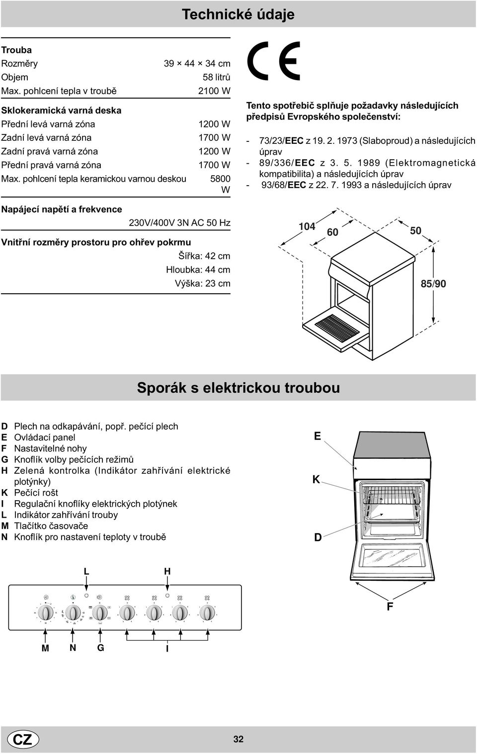 pohlcení tepla keramickou varnou deskou 800 W Tento spotøebiè splòuje požadavky následujících pøedpisù Evropského spoleèenství: - 7//EEC z 9.. 97 (Slaboproud) a následujících úprav - 89/6/EEC z.