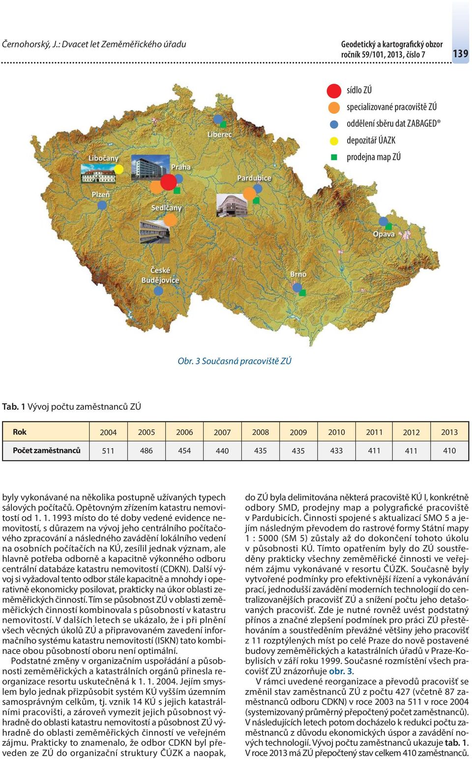 1 Vývoj počtu zaměstnanců ZÚ Rok 2004 2005 2006 2007 2008 2009 2010 2011 2012 2013 Počet zaměstnanců 511 486 454 440 435 435 433 411 411 410 byly vykonávané na několika postupně užívaných typech