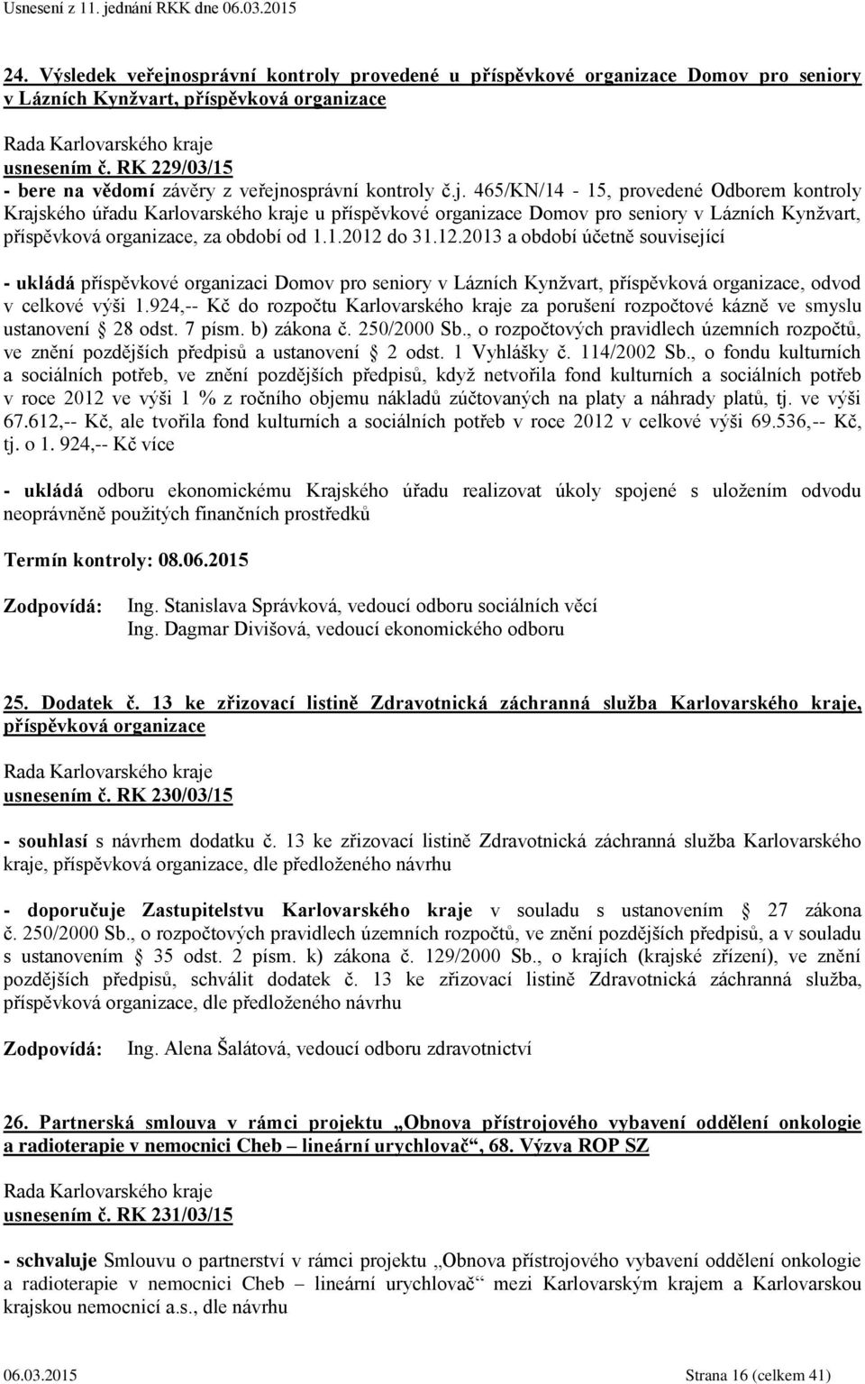 osprávní kontroly č.j.