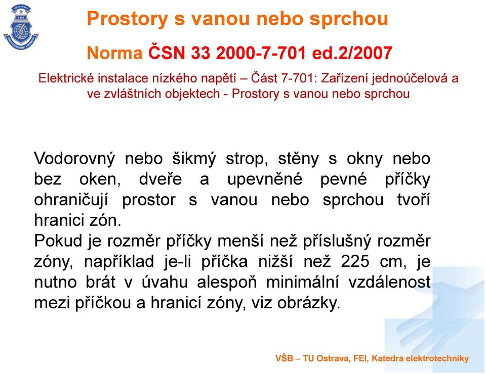 sprchou Vodorovný nebo šikmý strop, stěny s okny nebo bez oken, dveře a upevněné pevné příčky ohraničují prostor s vanou nebo