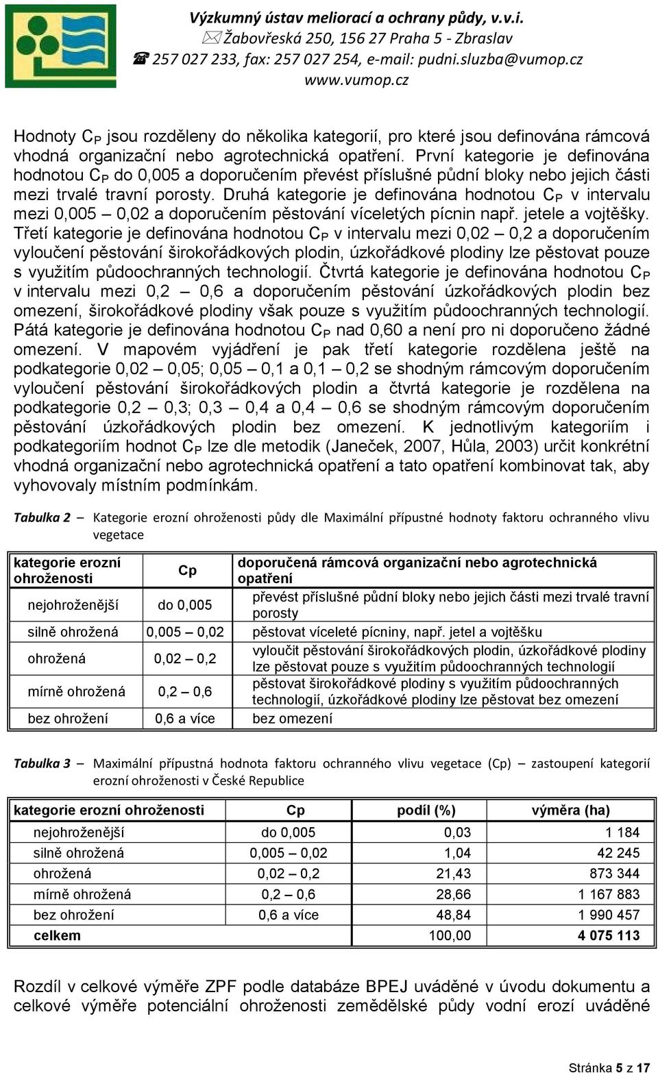 Druhá kategorie je definována hodnotou C P v intervalu mezi 0,005 0,02 a doporučením pěstování víceletých pícnin např. jetele a vojtěšky.