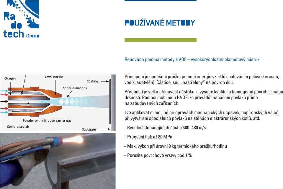Pomocí mobilních HVOF lze provádět nanášení povlaků přímo na zabudovaných zařízeních.