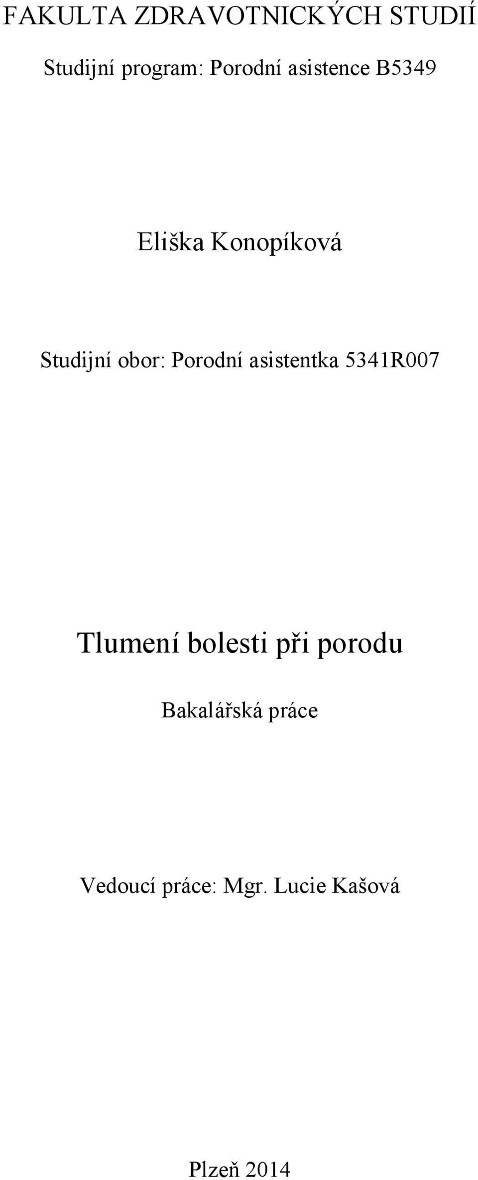 obor: Porodní asistentka 5341R007 Tlumení bolesti při
