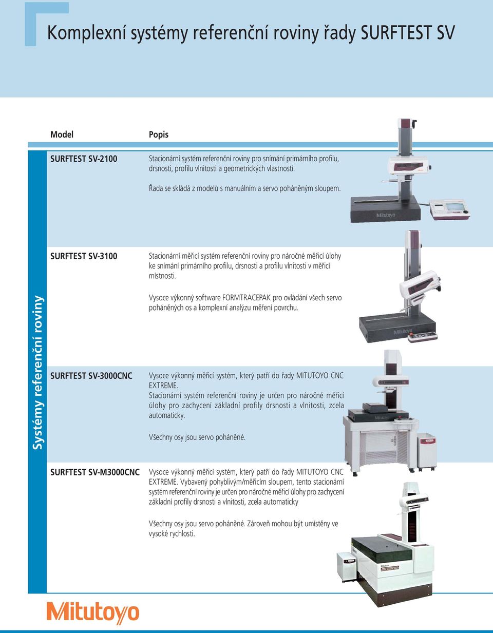 Systémy referenční roviny SURFTEST SV-3100 SURFTEST SV-3000CNC Stacionární měřicí systém referenční roviny pro náročné měřicí úlohy ke snímání primárního profilu, drsnosti a profilu vlnitosti v