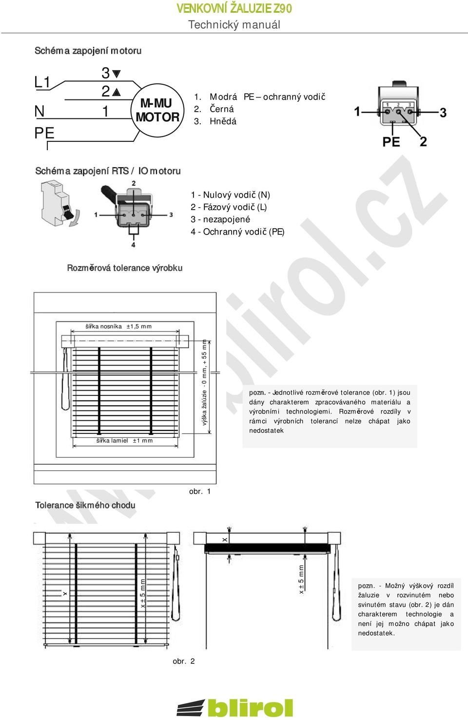 lamiel ±1 mm výška žalúzie - 0 mm, + 55 mm mmmm pozn. - Jednotlivé rozm rové tolerance (obr. 1) jsou dány charakterem zpracovávaného materiálu a výrobními technologiemi.