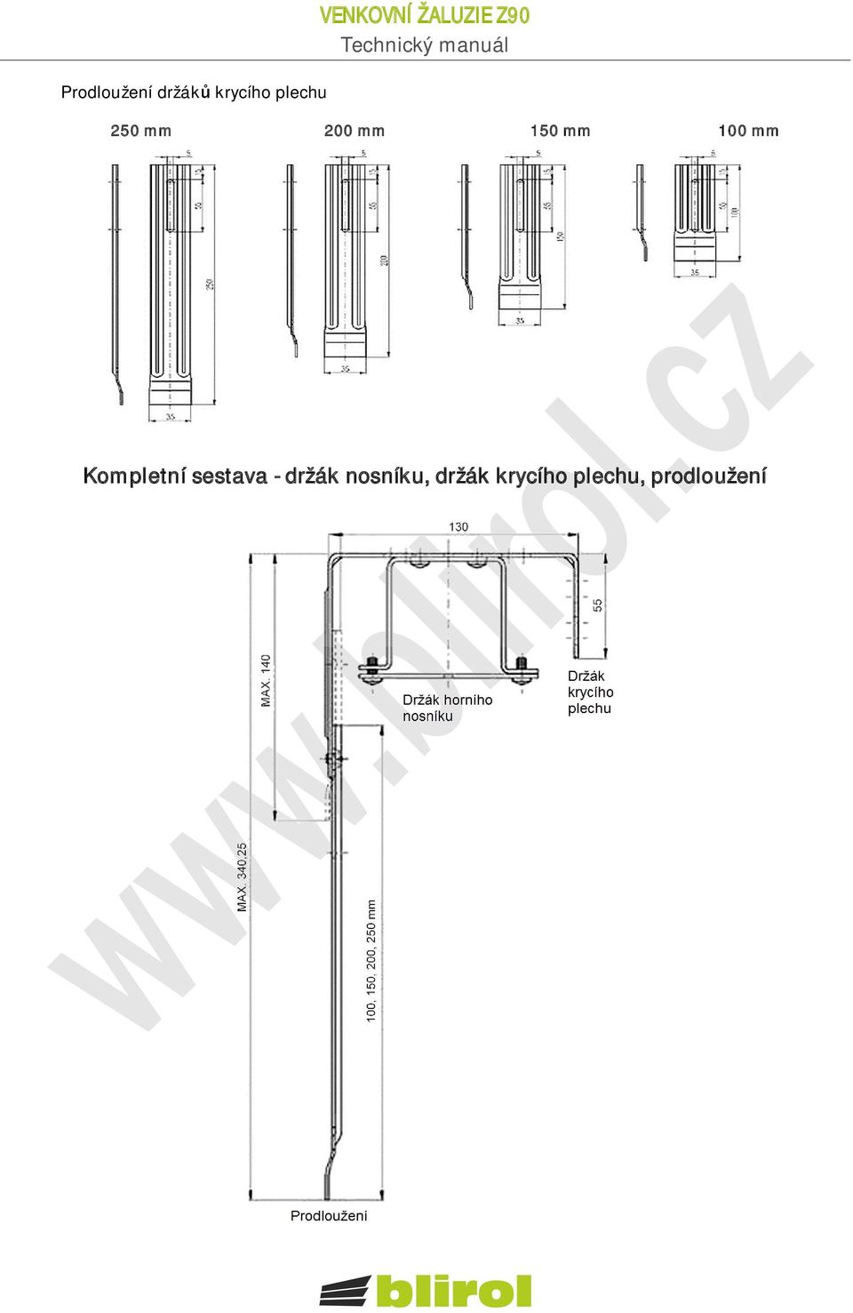 150 mm 100 mm Kompletní sestava -