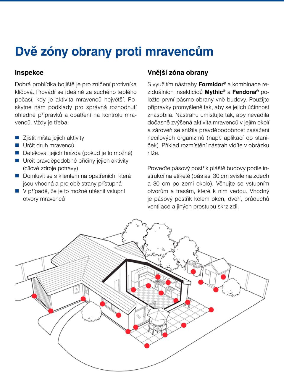 Vždy je třeba: Zjistit místa jejich aktivity Určit druh mravenců Detekovat jejich hnízda (pokud je to možné) Určit pravděpodobné příčiny jejich aktivity (cílové zdroje potravy) Domluvit se s klientem