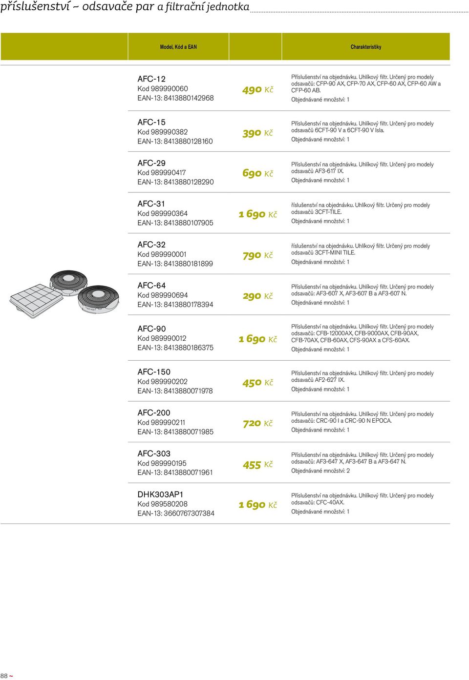 Určený pro modely odsavačů 6CFT-90 V a 6CFT-90 V Isla. AFC-29 Kod 989990417 EAN-13: 8413880128290 690 Kč Příslušenství na objednávku. Uhlíkový filtr. Určený pro modely odsavačů AF3-617 IX.