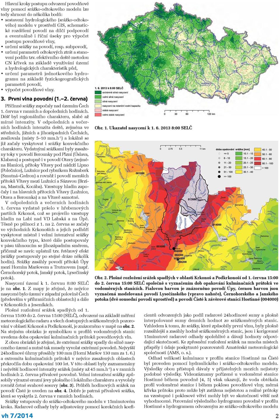 efektivního deště metodou CN křivek na základě využívání území a hydrologických charakteristik půd, určení parametrů jednotkového hydrogramu na základě fyzickogeografických parametrů povodí, výpočet