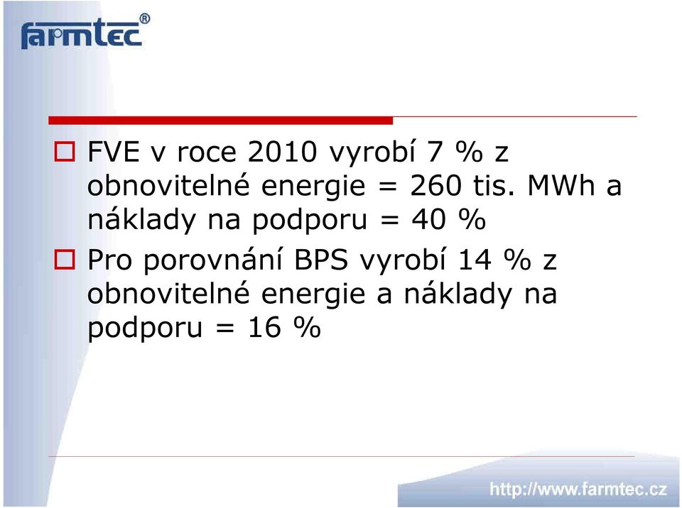 MWh a náklady na podporu = 40 % Pro