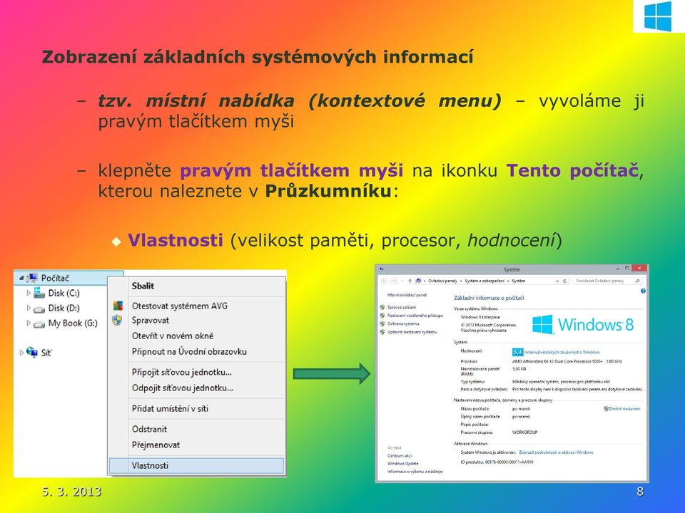 klepněte pravým tlačítkem myši na ikonku Tento počítač, kterou