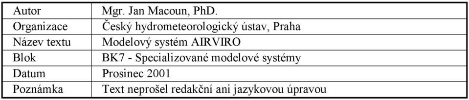 textu Modelový systém AIRVIRO Blok BK7 - Specializované