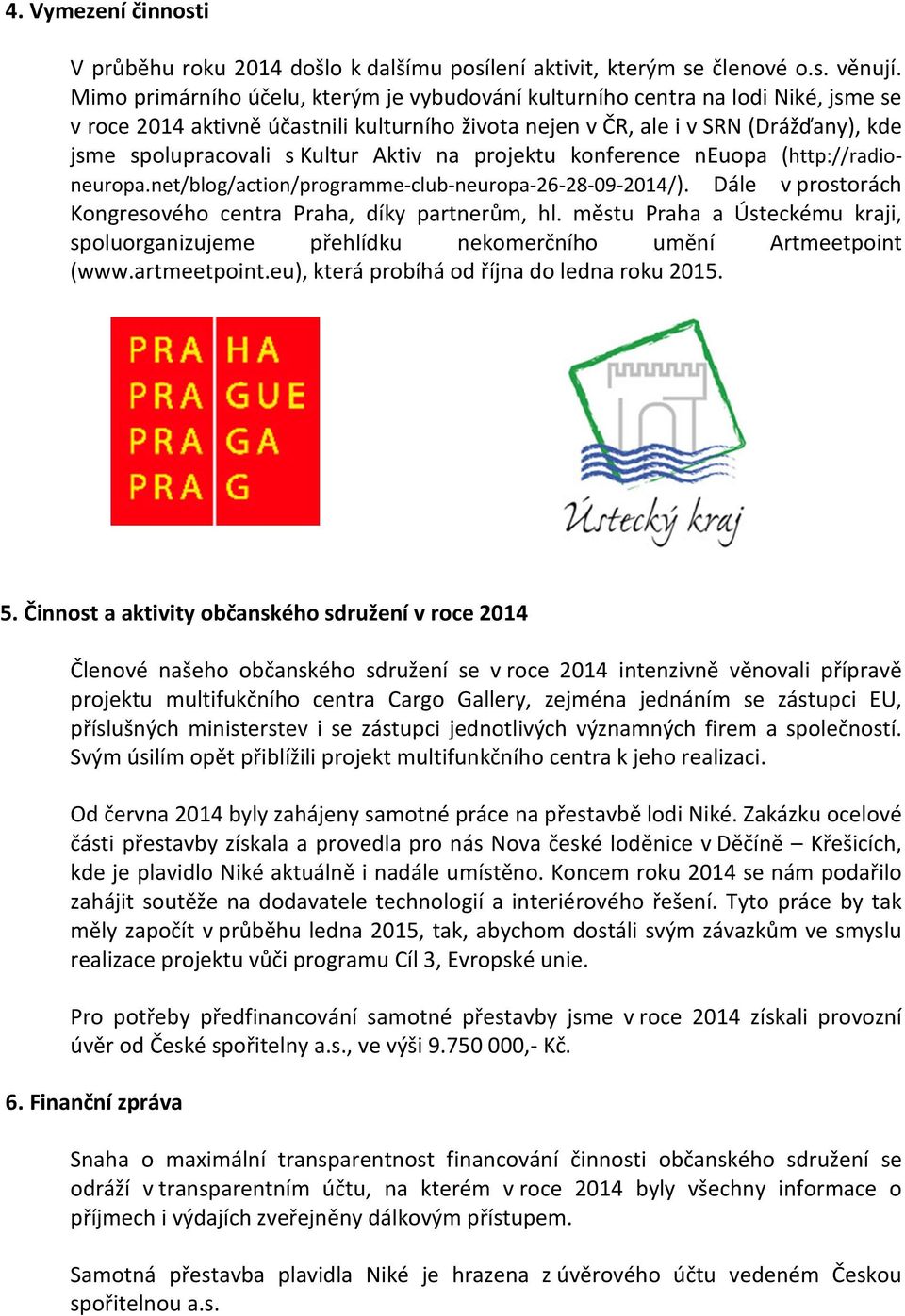 Kultur Aktiv na projektu konference neuopa (http://radioneuropa.net/blog/action/programme-club-neuropa-26-28-09-2014/). Dále v prostorách Kongresového centra Praha, díky partnerům, hl.