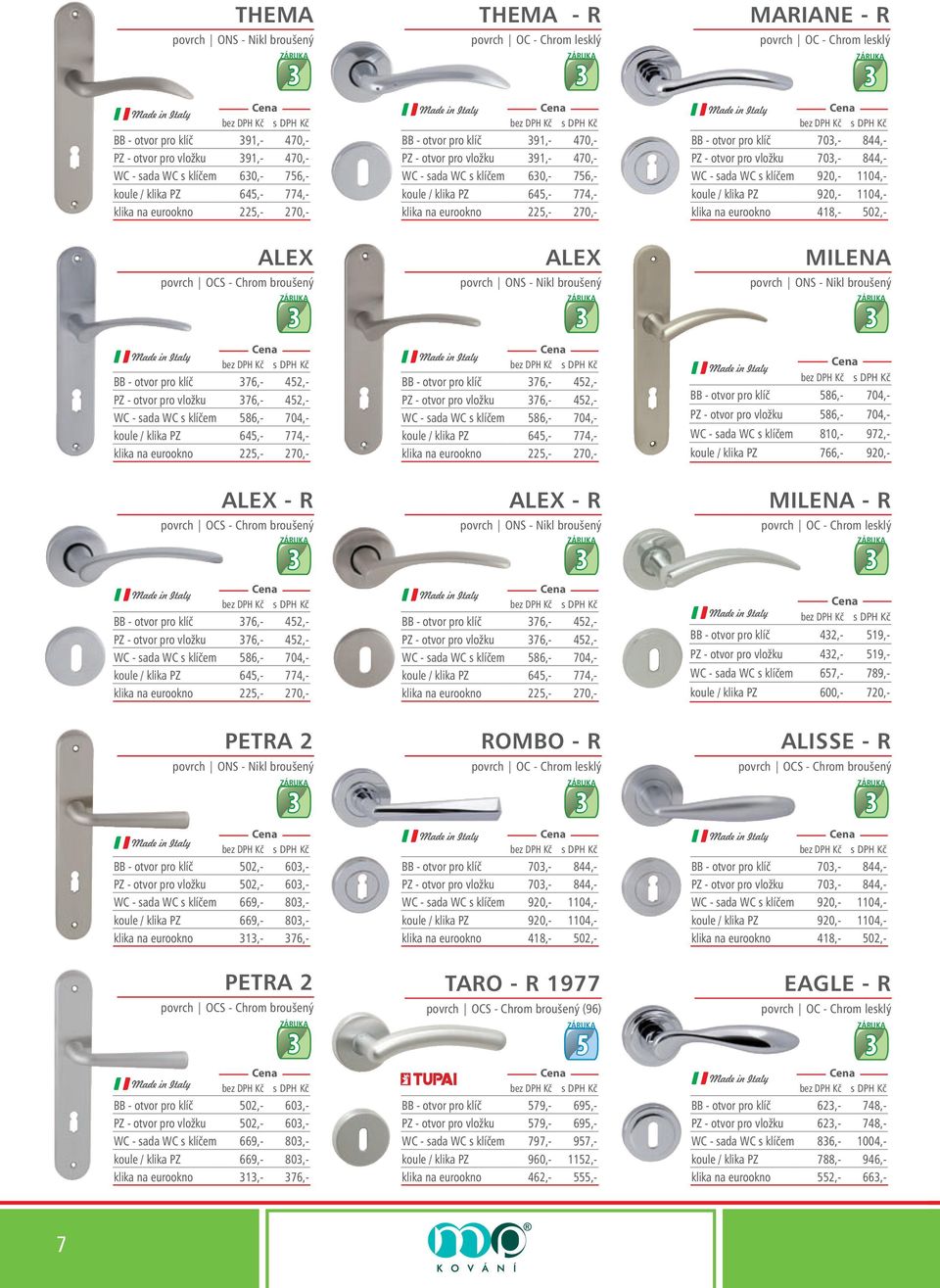 844,- PZ - otvor pro vložku 70,- 844,- WC - sada WC s klíčem 90,- 04,- koule / klika PZ 90,- 04,- klika na eurookno 48,- 0,- ALEX povrch OCS - Chrom broušený BB - otvor pro klíč 76,- 4,- PZ - otvor