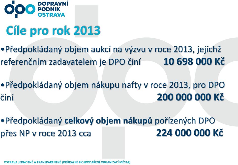 objem nákupu nafty v roce 2013, pro DPO činí 200 000 000 Kč