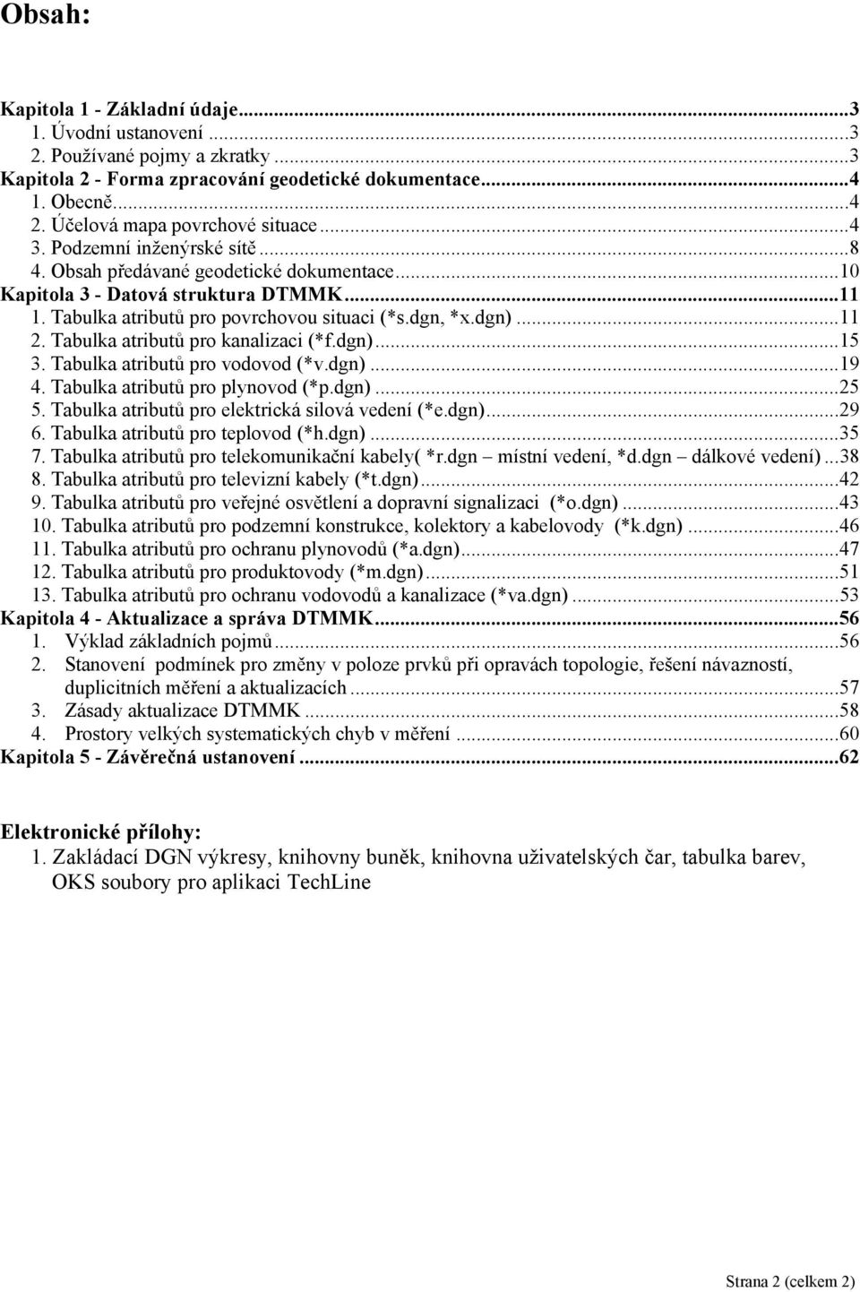 Tabulka atributů pro povrchovou situaci (*s.dgn, *x.dgn)... 11 2. Tabulka atributů pro kanalizaci (*f.dgn)... 15 3. Tabulka atributů pro vodovod (*v.dgn)... 19 4. Tabulka atributů pro plynovod (*p.