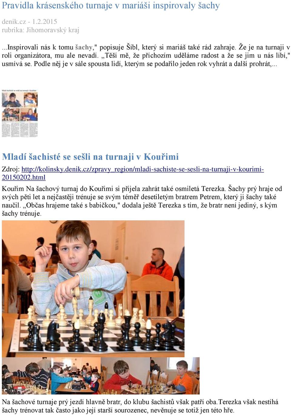 Pravidla krásenského turnaje v mariáši inspirovaly šachy - PDF Stažení  zdarma