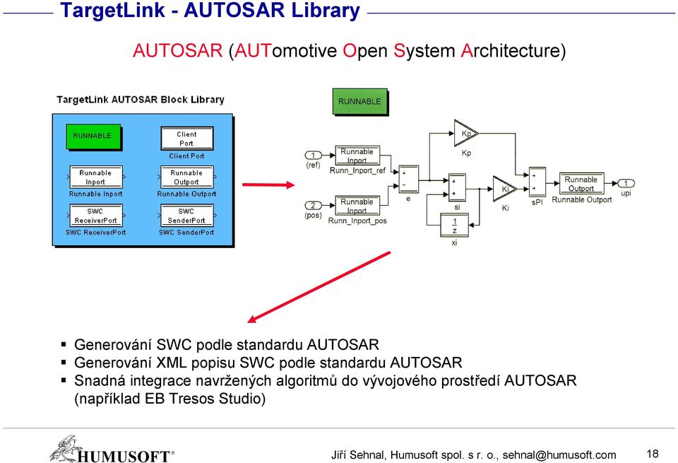 AUTOSAR Snadná integrace navržených algoritmů do vývojového prostředí AUTOSAR