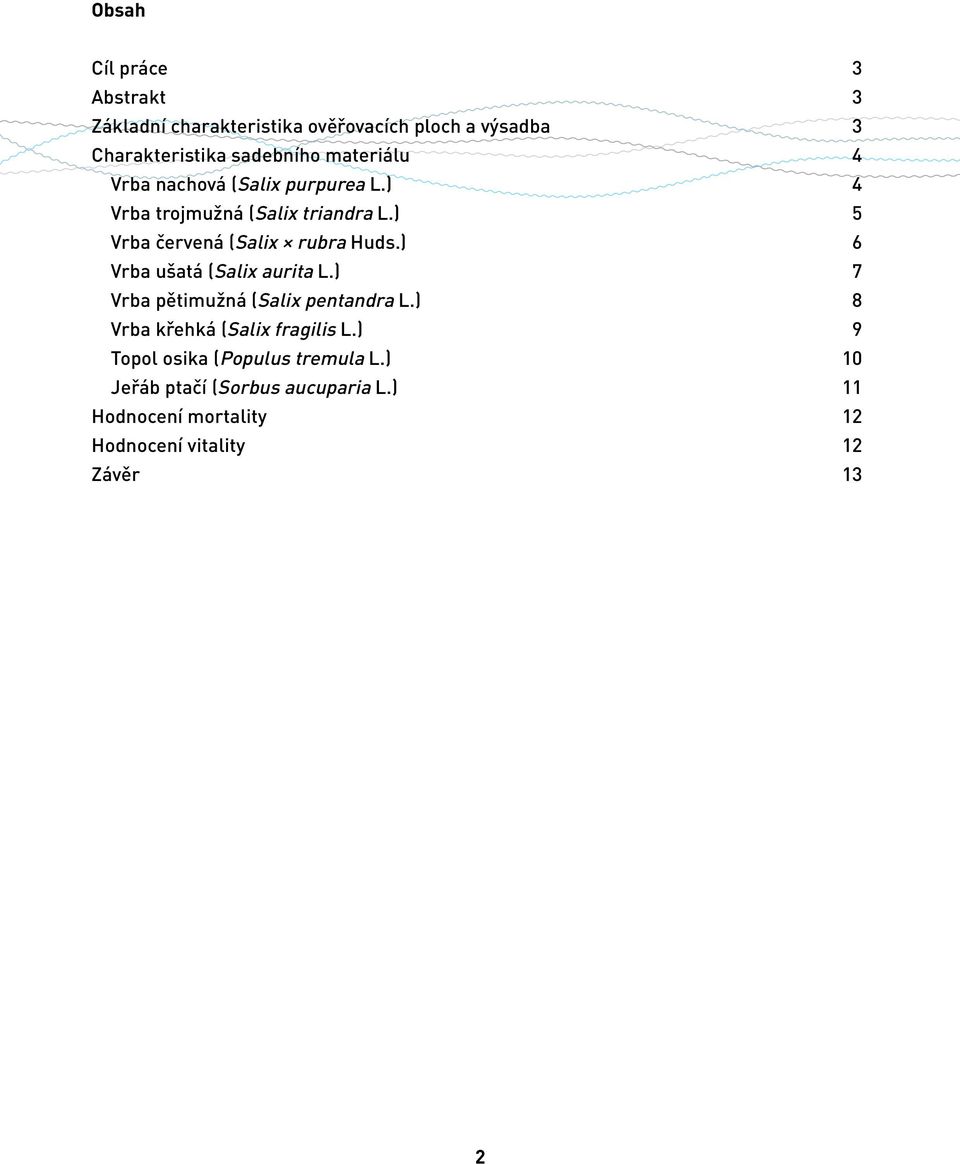 ) 6 Vrba ušatá (Salix aurita L.) 7 Vrba pětimužná (Salix pentandra L.) 8 Vrba křehká (Salix fragilis L.
