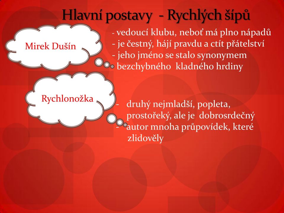 synonymem bezchybného kladného hrdiny Rychlonožka - druhý nejmladší,