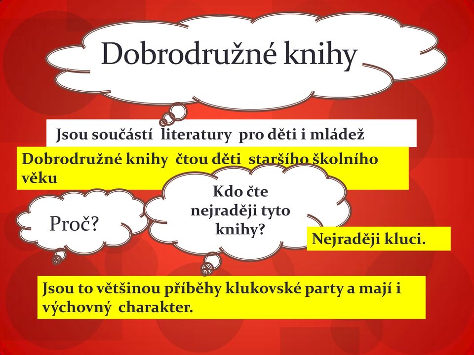 Kdo čte Proč? nejraději tyto knihy? Nejraději kluci.