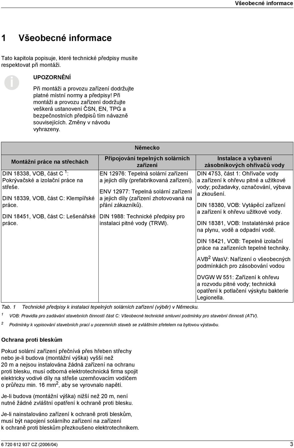 Německo Montážní práce na střechách DIN 8338, VO, část C : Pokrývačské a zolační práce na střeše. DIN 8339, VO, část C: Klempířské práce. DIN 845, VO, část C: Lešenářské práce.