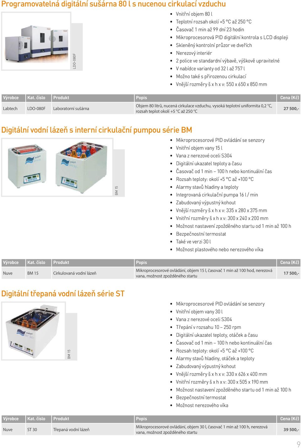 Vnější rozměry š x h x v: 550 x 650 x 850 mm Labtech LDO-080F Laboratorní sušárna Objem 80 litrů, nucená cirkulace vzduchu, vysoká teplotní uniformita 0,2 C, rozsah teplot okolí +5 C až 250 C 27