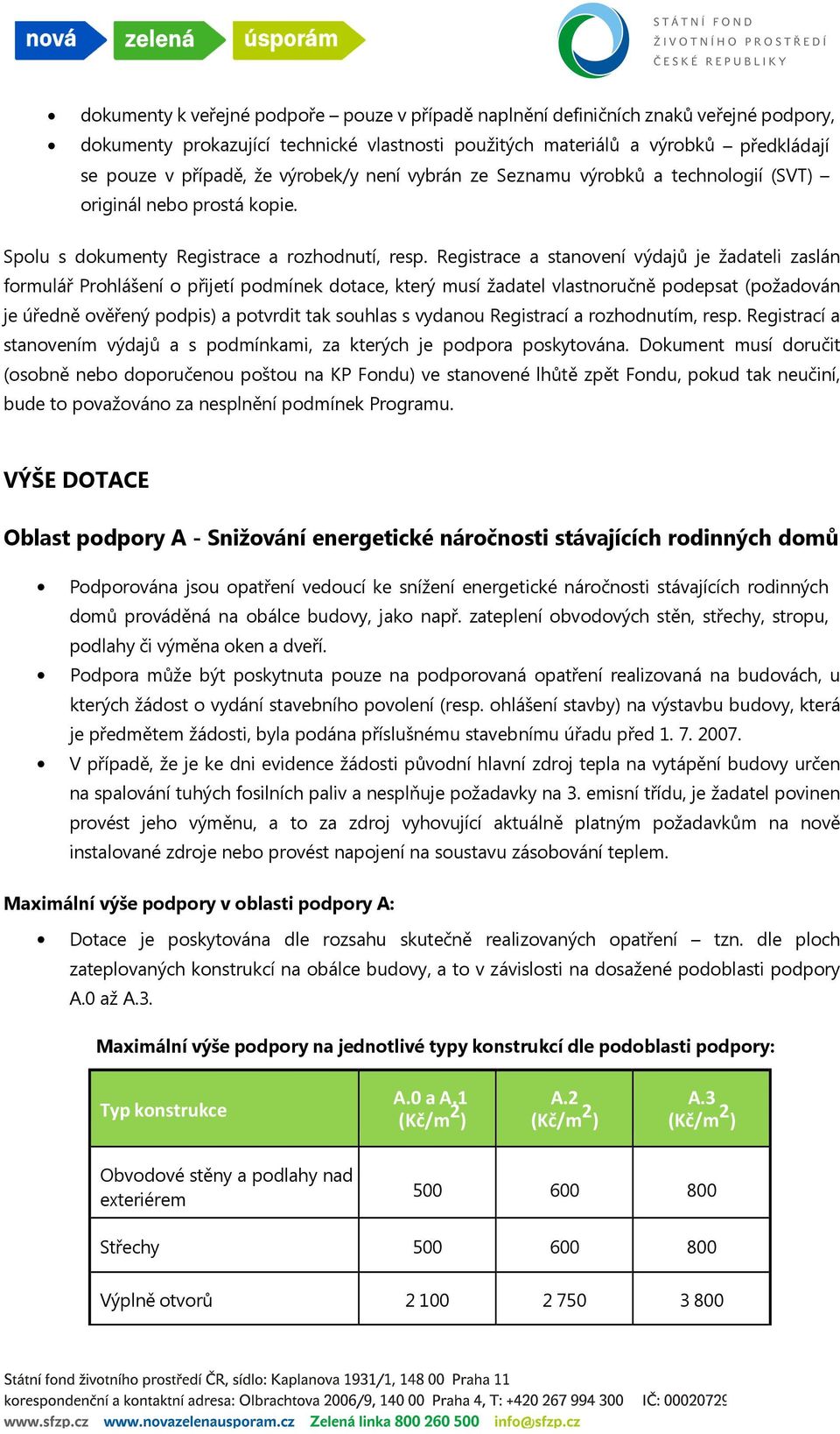 Registrace a stanovení výdajů je žadateli zaslán formulář Prohlášení o přijetí podmínek dotace, který musí žadatel vlastnoručně podepsat (požadován je úředně ověřený podpis) a potvrdit tak souhlas s