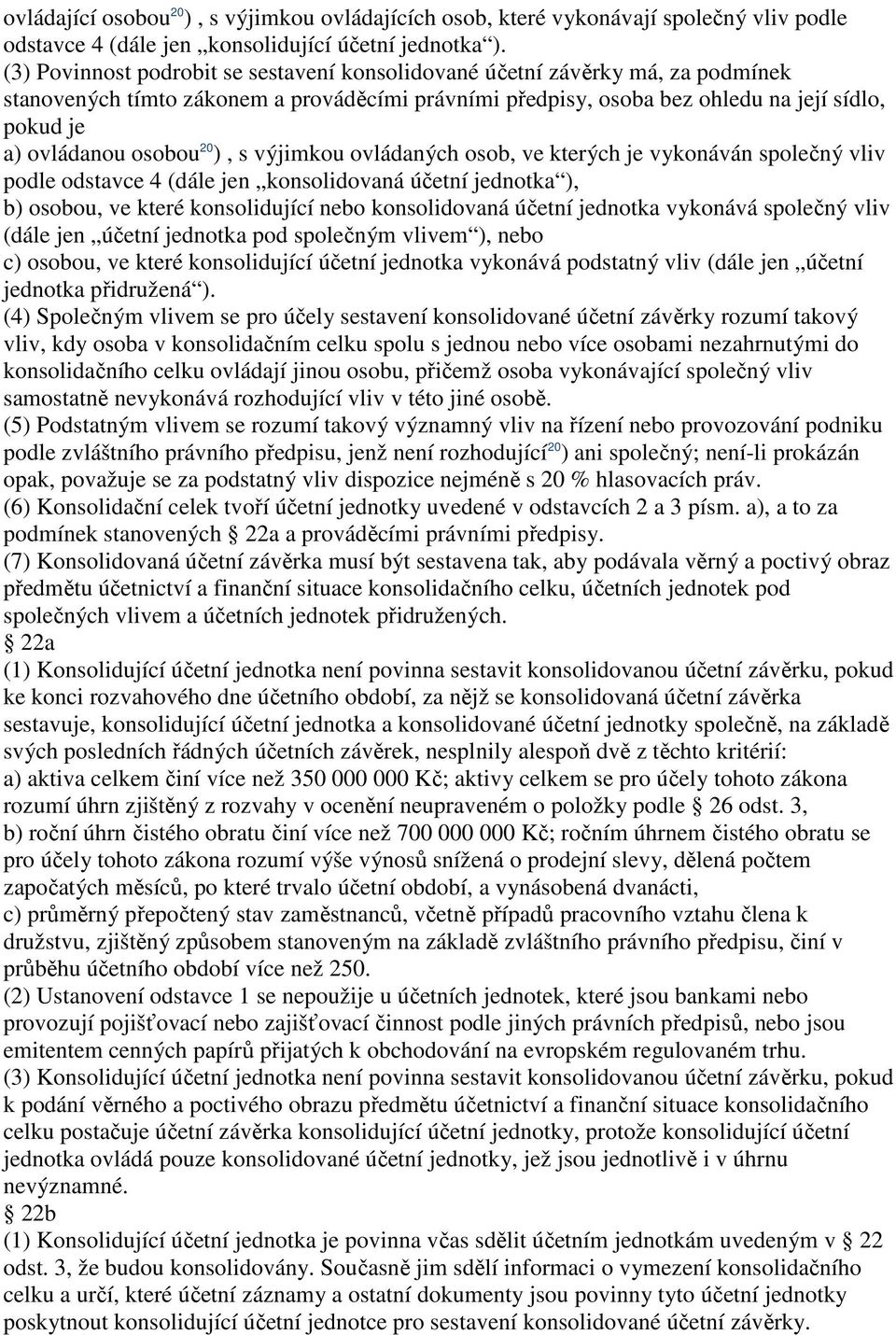 osobou 20 ), s výjimkou ovládaných osob, ve kterých je vykonáván společný vliv podle odstavce 4 (dále jen konsolidovaná účetní jednotka ), b) osobou, ve které konsolidující nebo konsolidovaná účetní