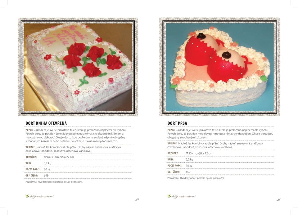 délka 38 cm, šířka 27 cm 3,2 kg 30 ks Obj. číslo: 649 DORT PRSA Povrch dortu je potažen modelovací hmotou a tématicky dozdoben.