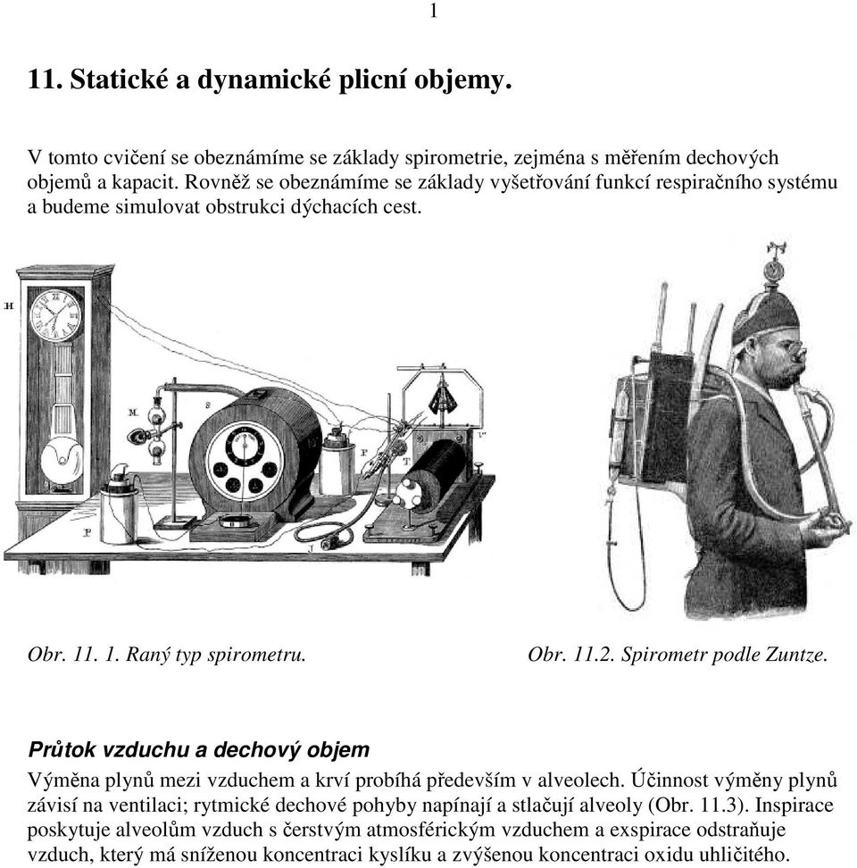 Spirometr podle Zuntze. Průtok vzduchu a dechový objem Výměna plynů mezi vzduchem a krví probíhá především v alveolech.