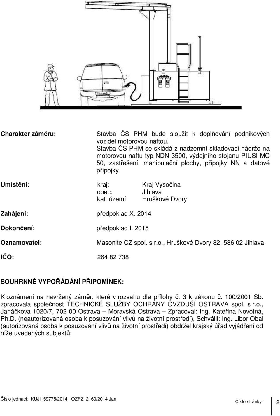 Umístění: kraj: Kraj Vysočina obec: Jihlava kat. území: Hruškové Dvory Zahájení: předpoklad X. 2014 Dokončení: předpoklad I. 2015 Oznamovatel: Masonite CZ spol. s r.o., Hruškové Dvory 82, 586 02 Jihlava IČO: 264 82 738 SOUHRNNÉ VYPOŘÁDÁNÍ PŘIPOMÍNEK: K oznámení na navržený záměr, které v rozsahu dle přílohy č.