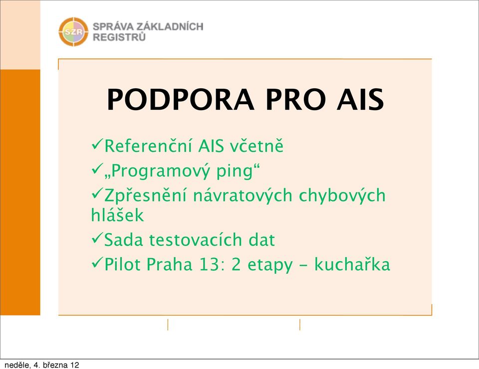 návratových chybových hlášek Sada