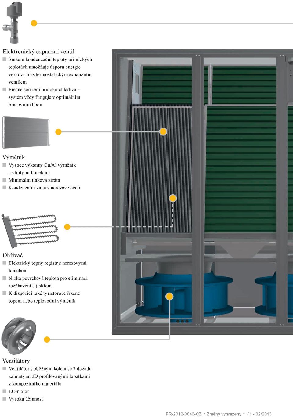 nerezové oceli Ohřívač Elektrický topný registr s nerezovými lamelami Nízká povrchová teplota pro eliminaci rozžhavení a jiskření K dispozici také tyristorově řízené