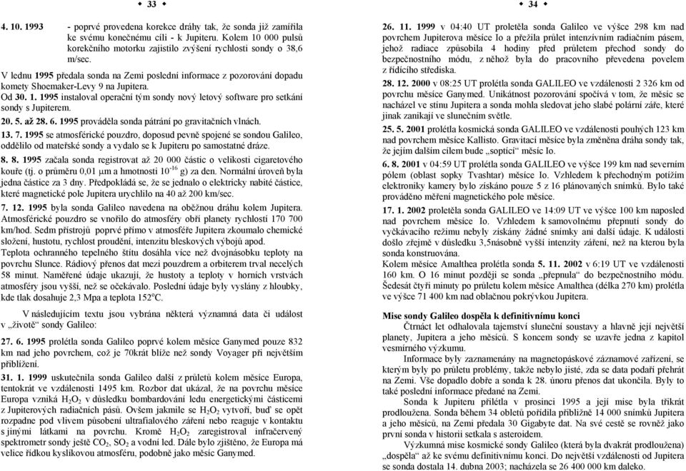 20. 5. až 28. 6. 1995 prováděla sonda pátrání po gravitačních vlnách. 13. 7.