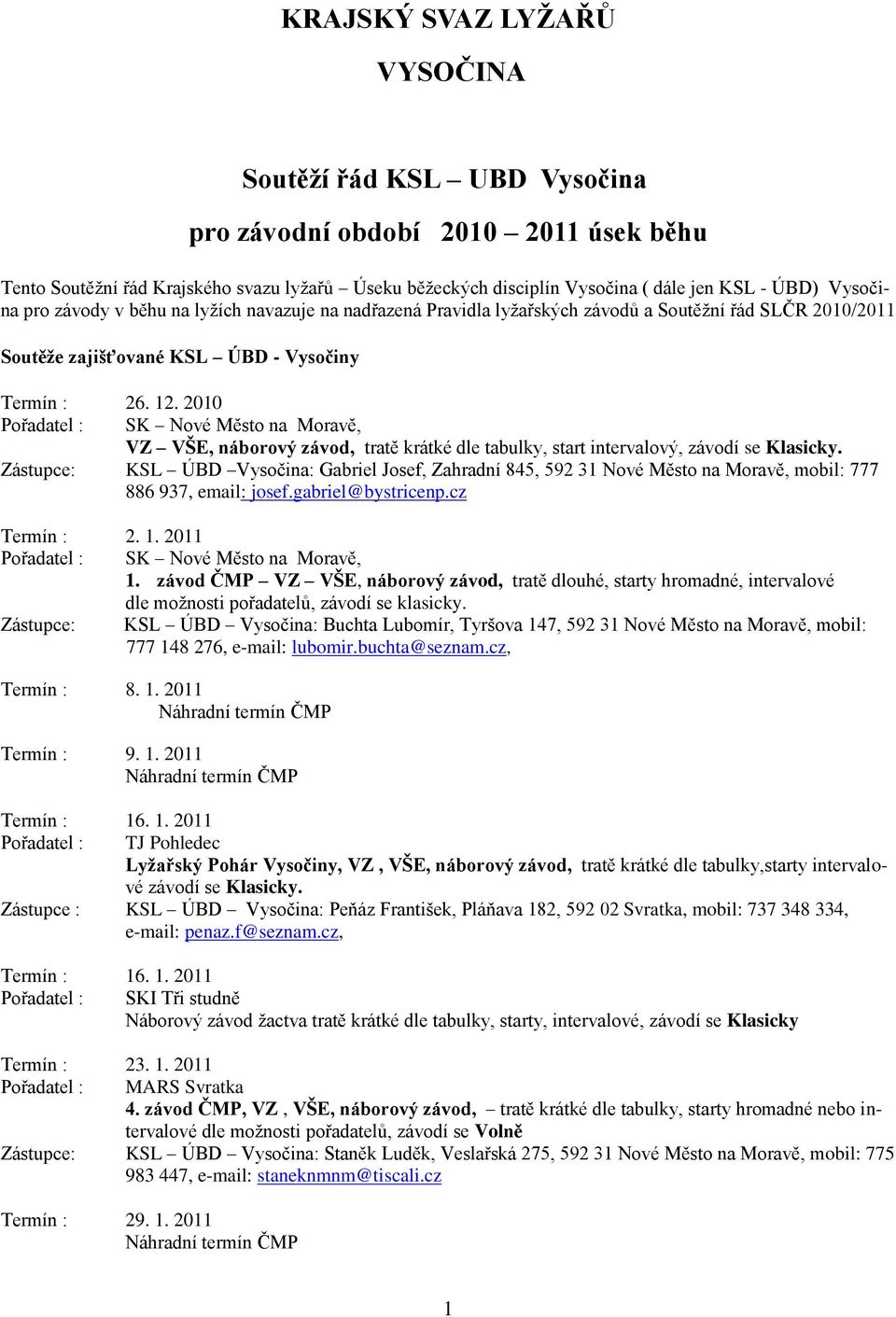 2010 SK Nové Město na Moravě, VZ VŠE, náborový závod, tratě krátké dle tabulky, start intervalový, závodí se Klasicky.