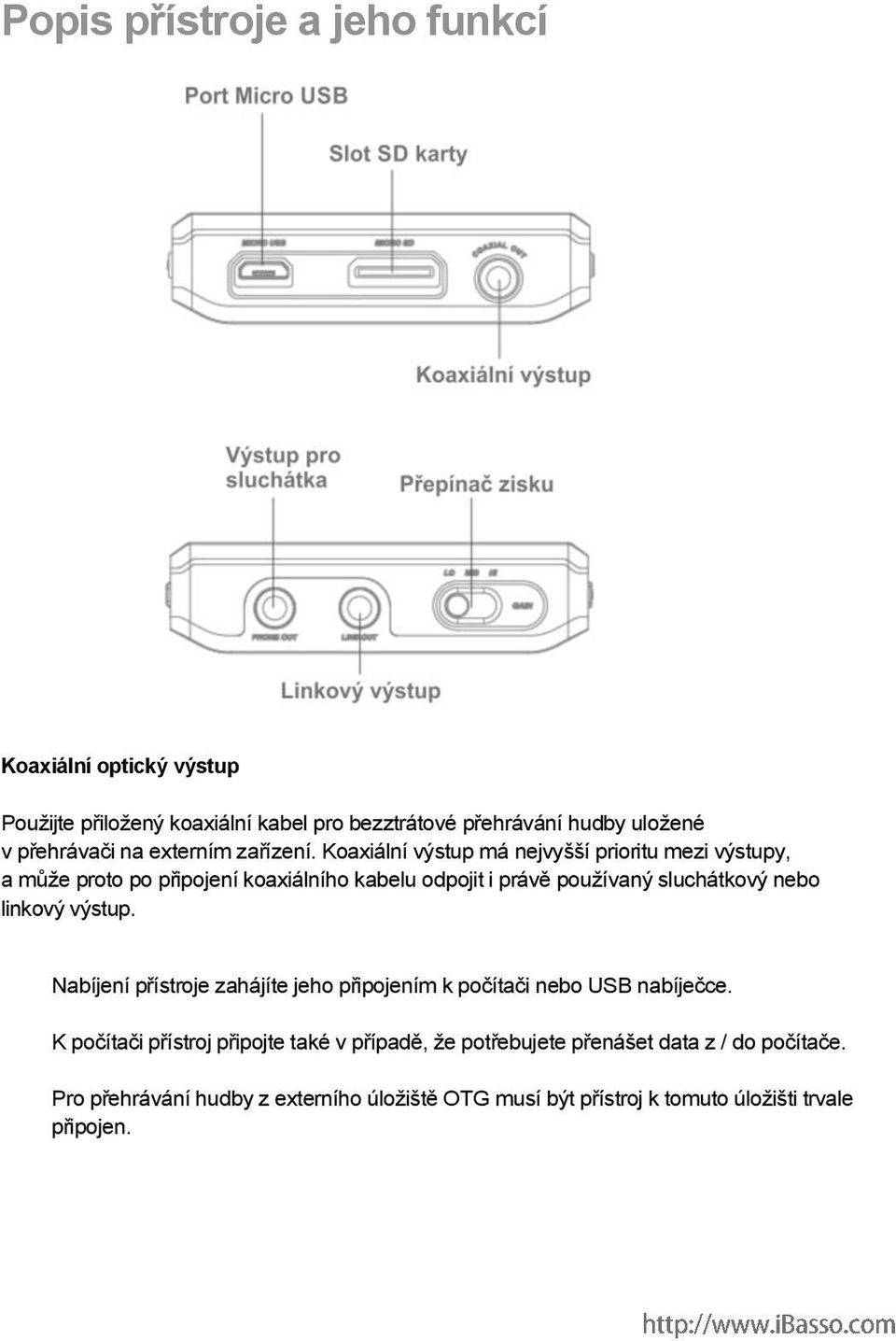 Koaxiální výstup má nejvyšší prioritu mezi výstupy, a může proto po připojení koaxiálního kabelu odpojit i právě používaný sluchátkový nebo