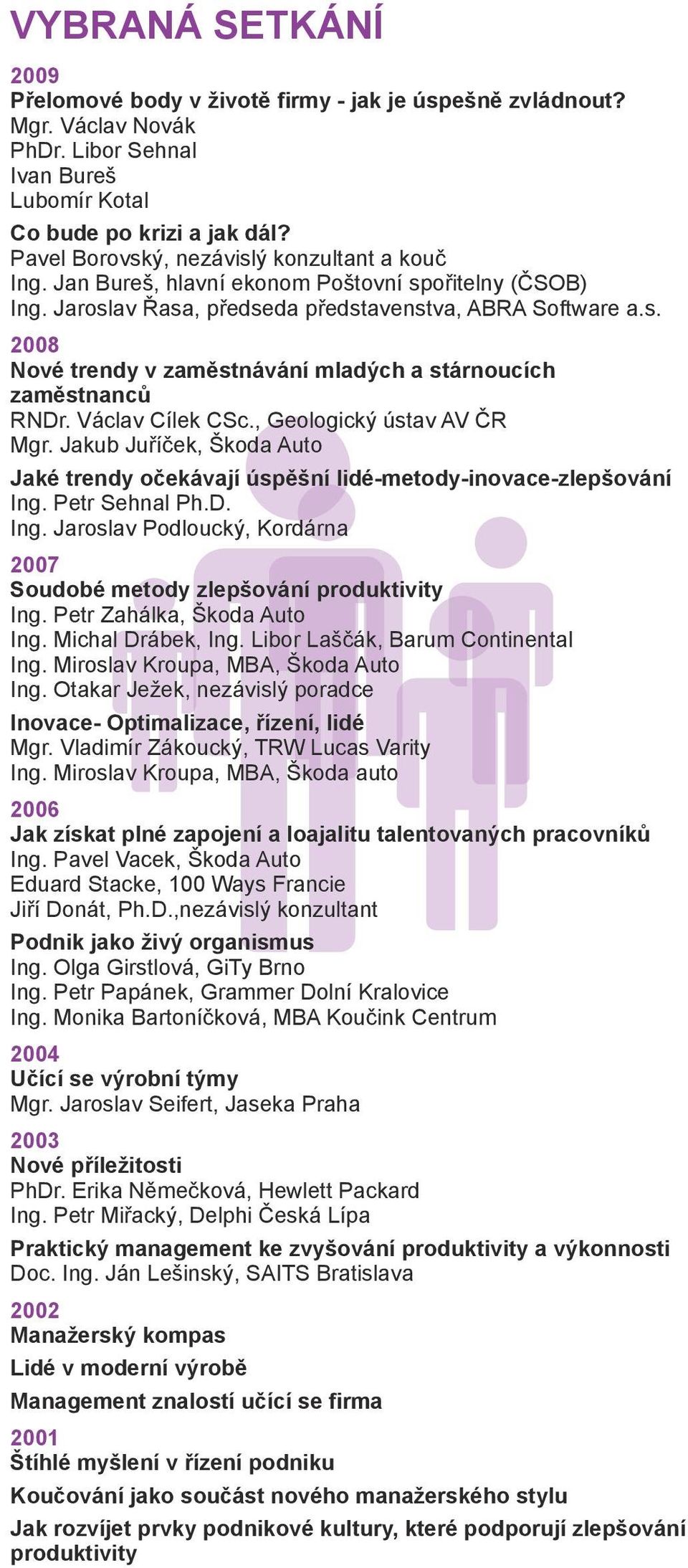 Václav Cílek CSc., Geologický ústav AV ČR Mgr. Jakub Juříček, Škoda Auto Jaké trendy očekávají úspěšní lidé-metody-inovace-zlepšování Ing.