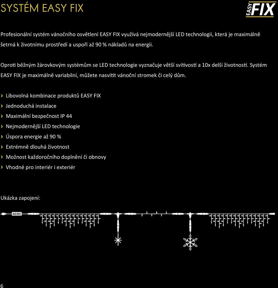 Systém EASY FIX je maximálně variabilní, můžete nasvítit vánoční stromek či celý dům.