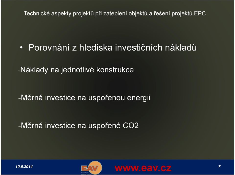 investice na uspořenou energii -Měrná